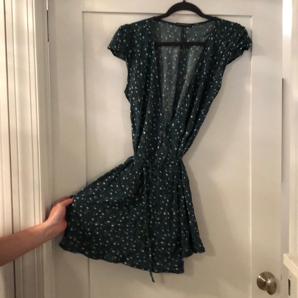 Green floral Brandy Melville wrap dress